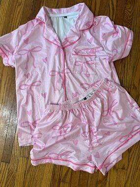 Pink Bow & Heart Pajama Set
